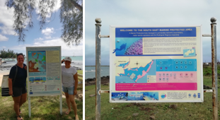 NGO Reef Conservation next to VMCA information board and the SEMPA information board